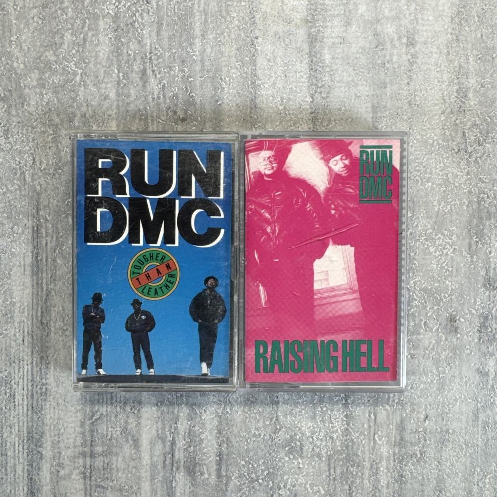 Run DMC: Raising Hell + Tougher Than Leather Cassette Tapes. Used.
